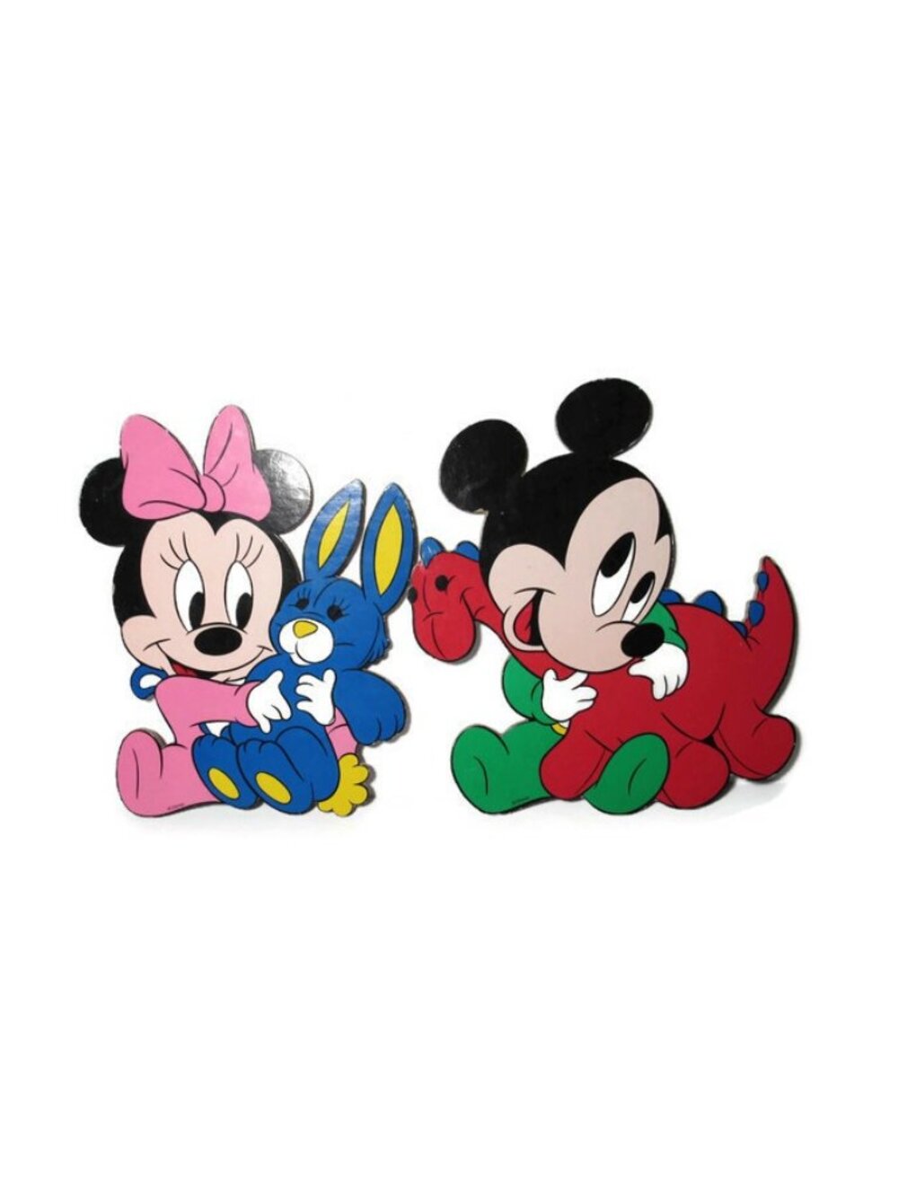 VTG Disney Baby Minnie Mickey Mouse Cardboard Backed Wall Decor 10" x 7.5"